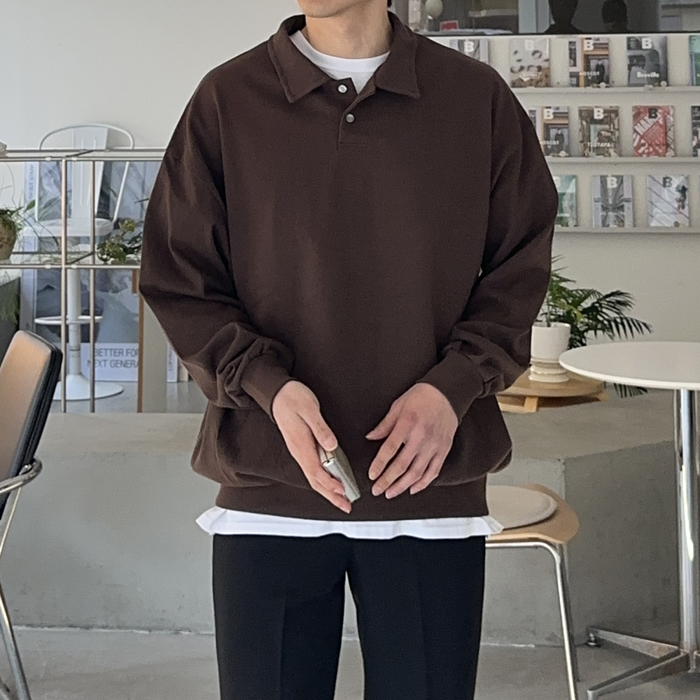 남자맨투맨 남자카라티 오버핏 헨리넥 커플맨투맨