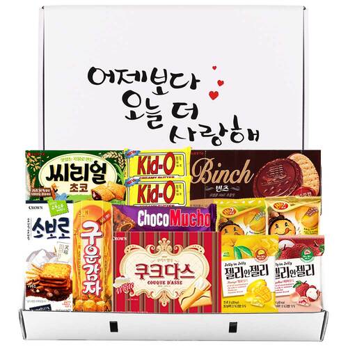 누구나조아 오늘 더 사랑해 프리미엄 간식 과자 종합 선물 어린이 단체 대용량 세트 - 상품 이미지