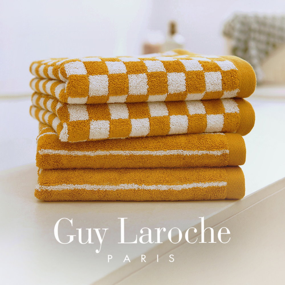 [4매세트] 기라로쉬 뱀부 호텔수건 먼지없는 타올 옐로우 머스타드 체크 스트라이프 고급수건