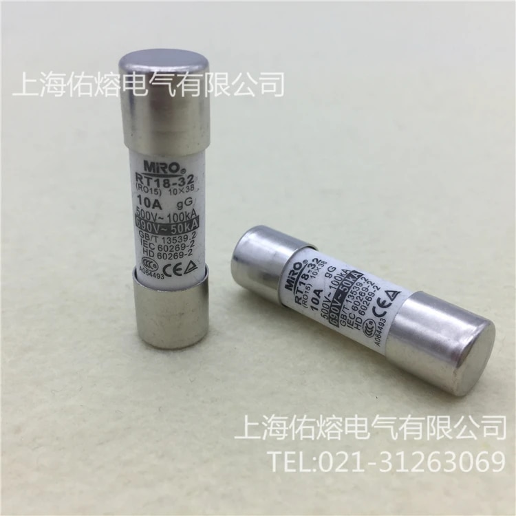 퓨즈 RT18-32 RO15 R015 10X38 6A8A10A12A 용융 코어 500-100KA 690V
