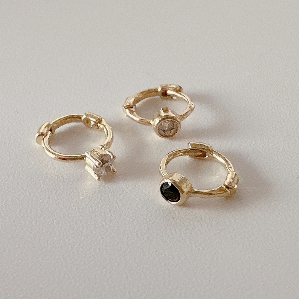 10K 14K 미니 큐빅 원터치 링 귀걸이 귓바퀴 귀찌 작은귀걸이