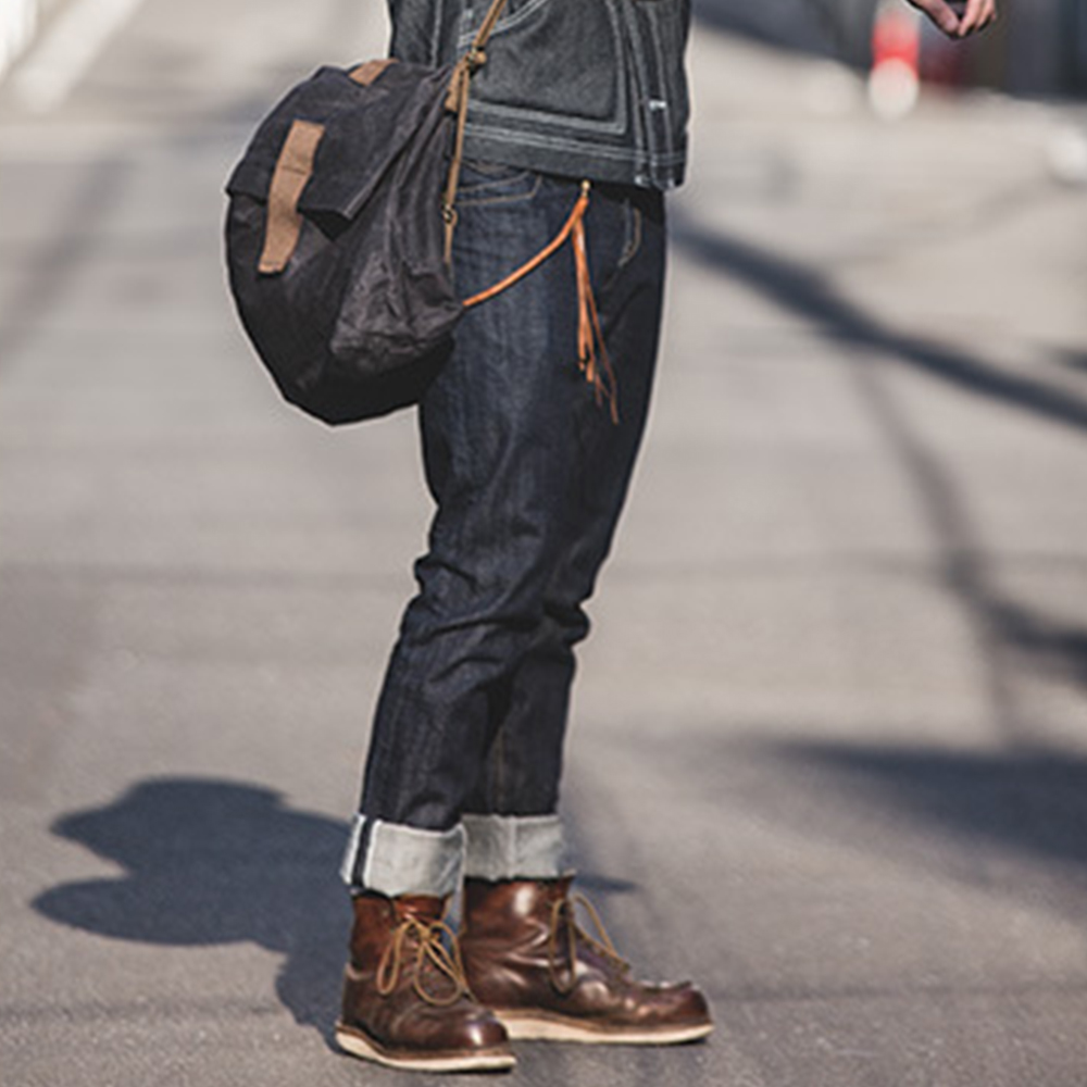 남자 생지 셀비지 데님 스트레이트 청바지 제품 이미지