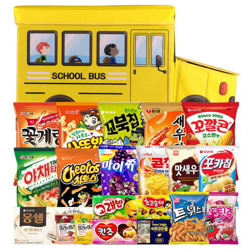 누구나조아 스쿨버스 간식박스 심플 답례품 모음 과자집 종합 선물 어린이 단체 대용량 세트 - 상품 이미지