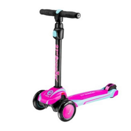21st 인체공학적 핸들 5단계 높이조절 고성능 LED 바퀴 스쿠터 킥보드_핑크