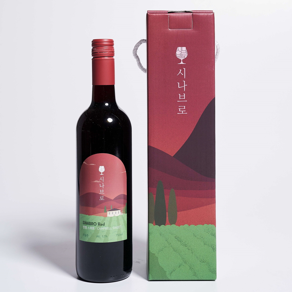 시나브로 와인 캠벨 레드 스위트 12도 750ml 영동와인 과실주 (케이스 포함) - 상품 이미지