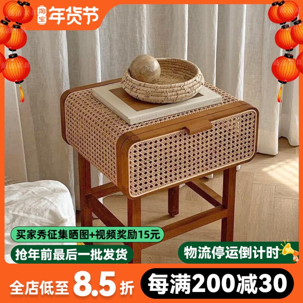 라탄 수납장 다용도 틈새수납장 인테리어 수납장 서랍장 침실 라탄가구 거실 - 상세 이미지 2
