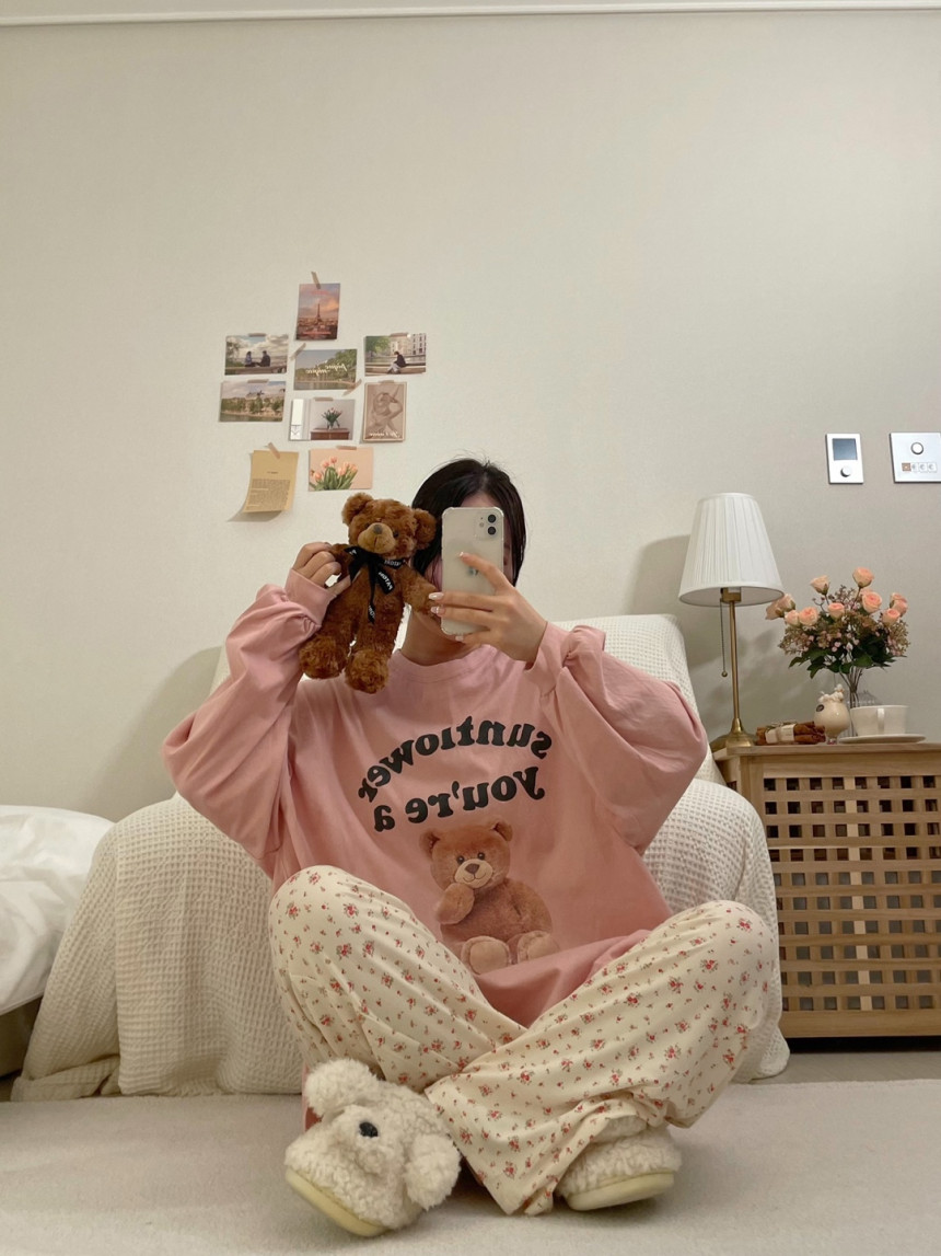 [파토리] 치즈 플라워 잠옷바지 빅사이즈 파자마 파티