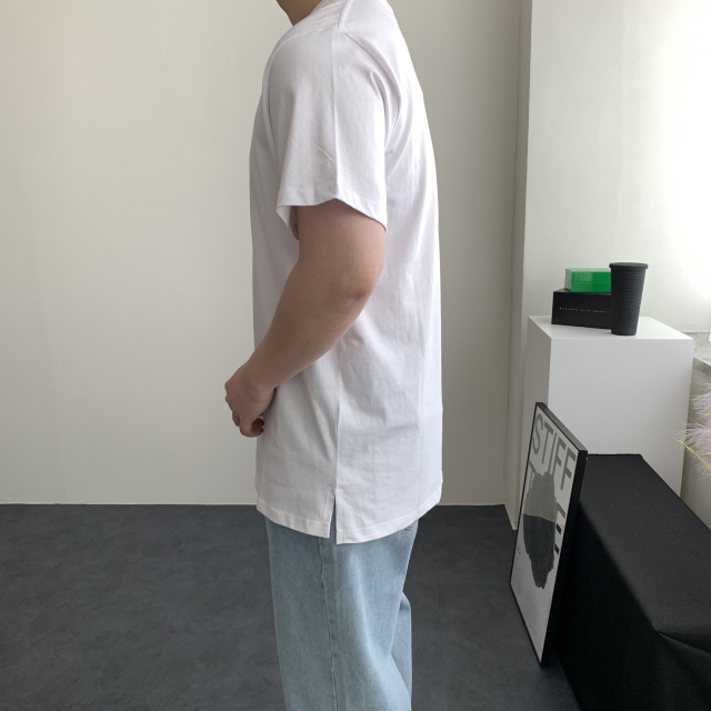 레이어드반팔 흰티 면티 무지 티셔츠 - 상세 이미지 4