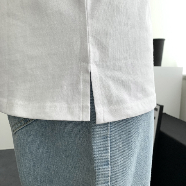 레이어드반팔 흰티 면티 무지 티셔츠 - 상세 이미지 5