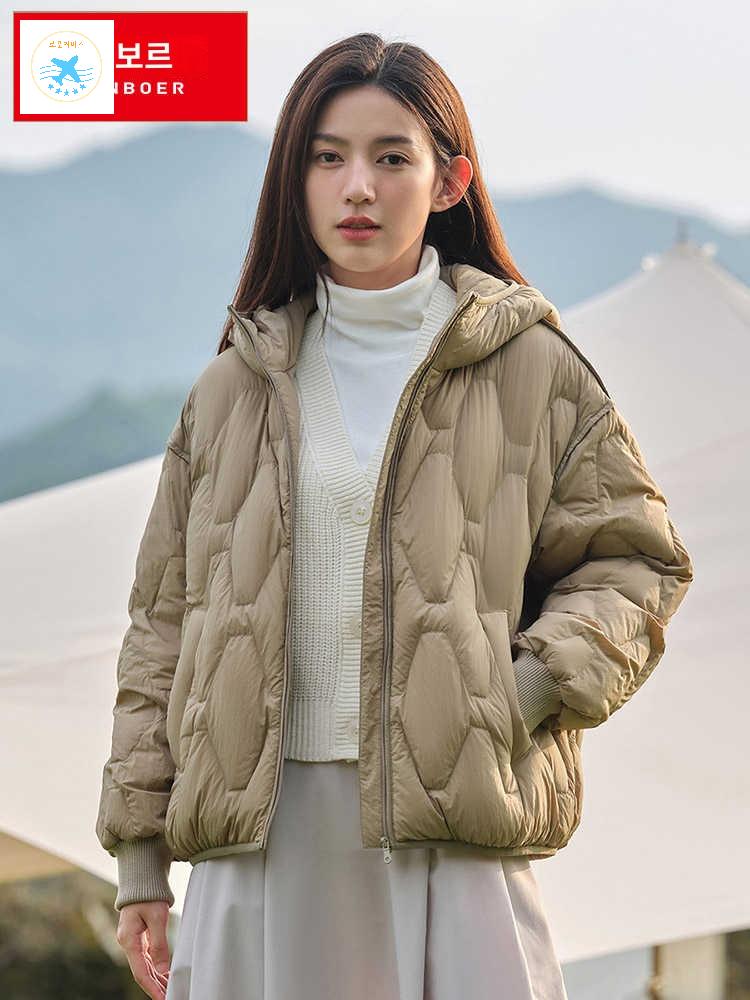 후드 아우터 긴팔 재킷 코튼 따뜻한 파카 여성경량패딩 캐주얼 페이크 여성용 투피스 - 상품 이미지