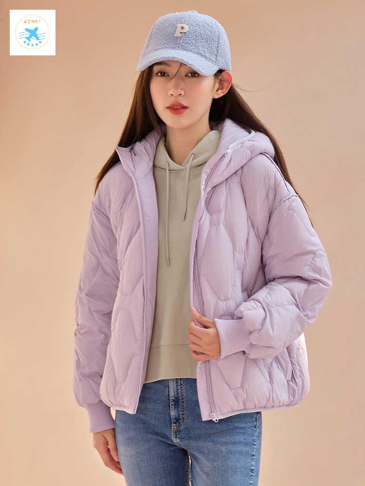 후드 아우터 긴팔 재킷 코튼 따뜻한 파카 여성경량패딩 캐주얼 페이크 여성용 투피스 - 상세 이미지 2