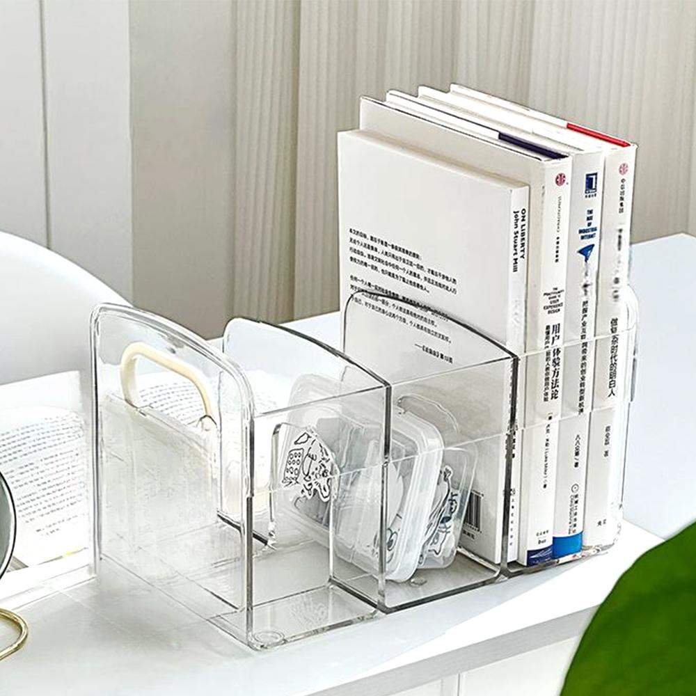 투명 아크릴 책상책꽂이 3칸 책상위 미니 간이 책꽂이 정리함 제품 이미지