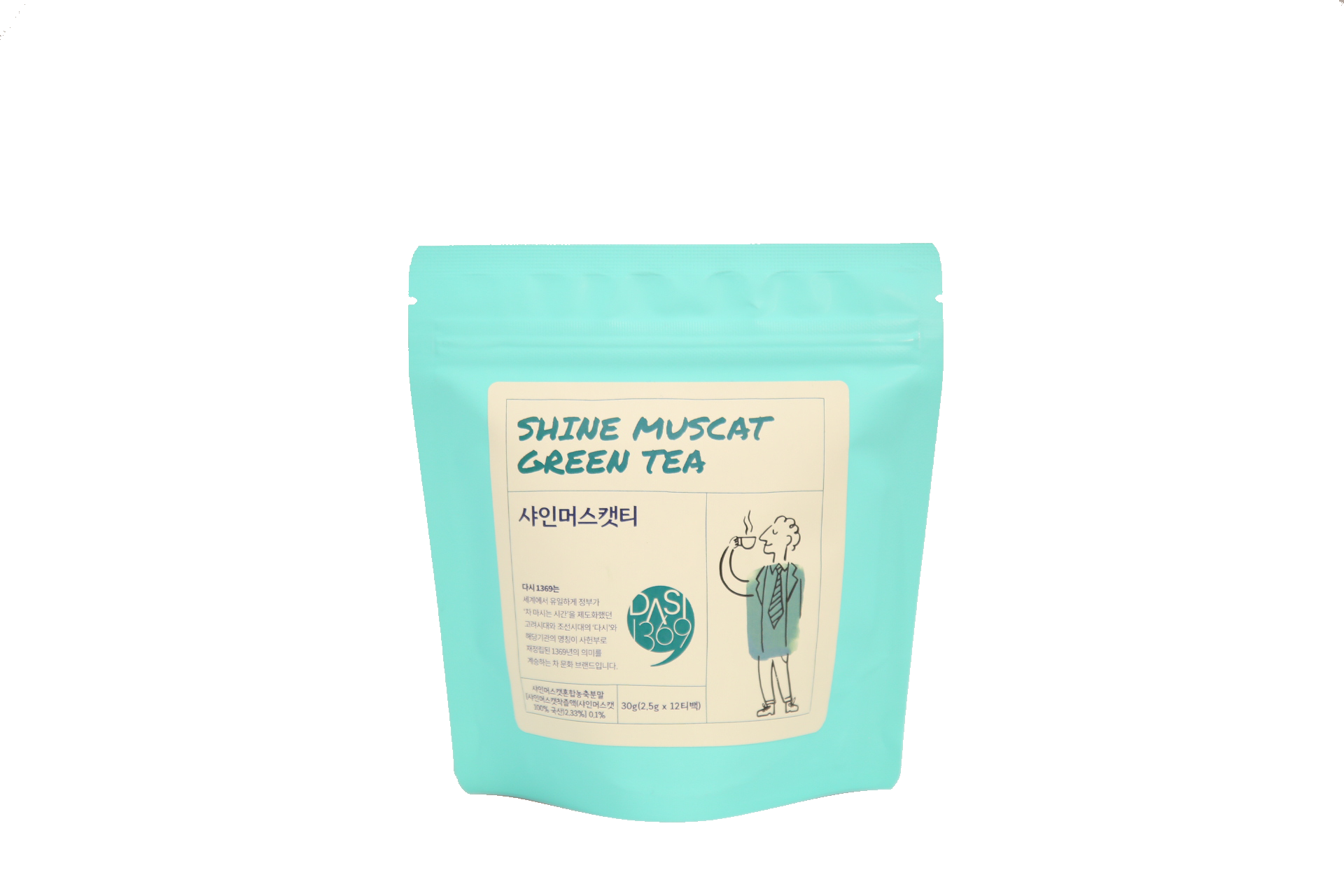 자연에서 온 달콤한 녹차를 즐기세요 다시1369 귀한 국내산 녹차와 샤인머스캣의 블렌딩 티 12개입, 1개