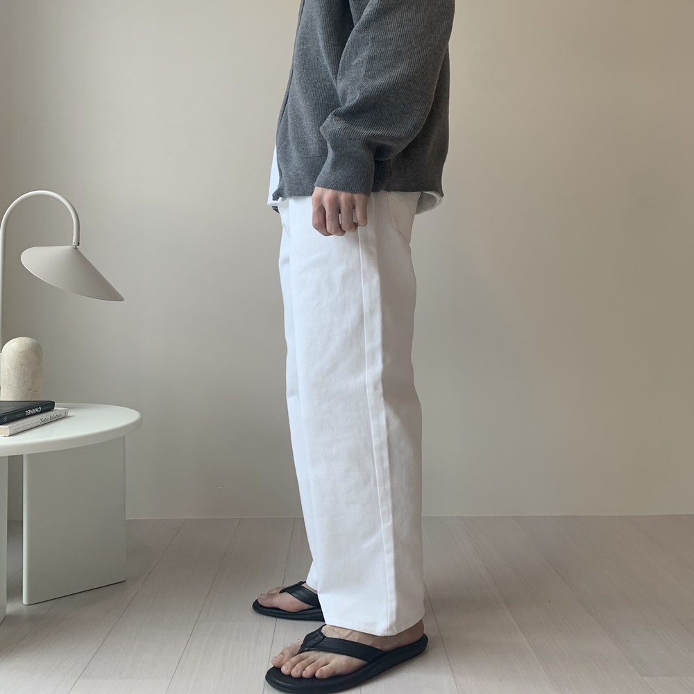 남자와이드청바지 남자화이트진 이미지 3