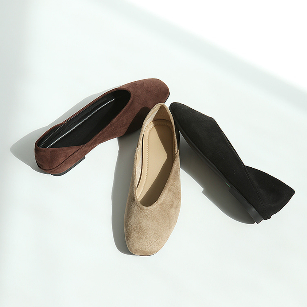 [마지막재고 원가이하] 스웨이드 발편한 스퀘어 플랫슈즈