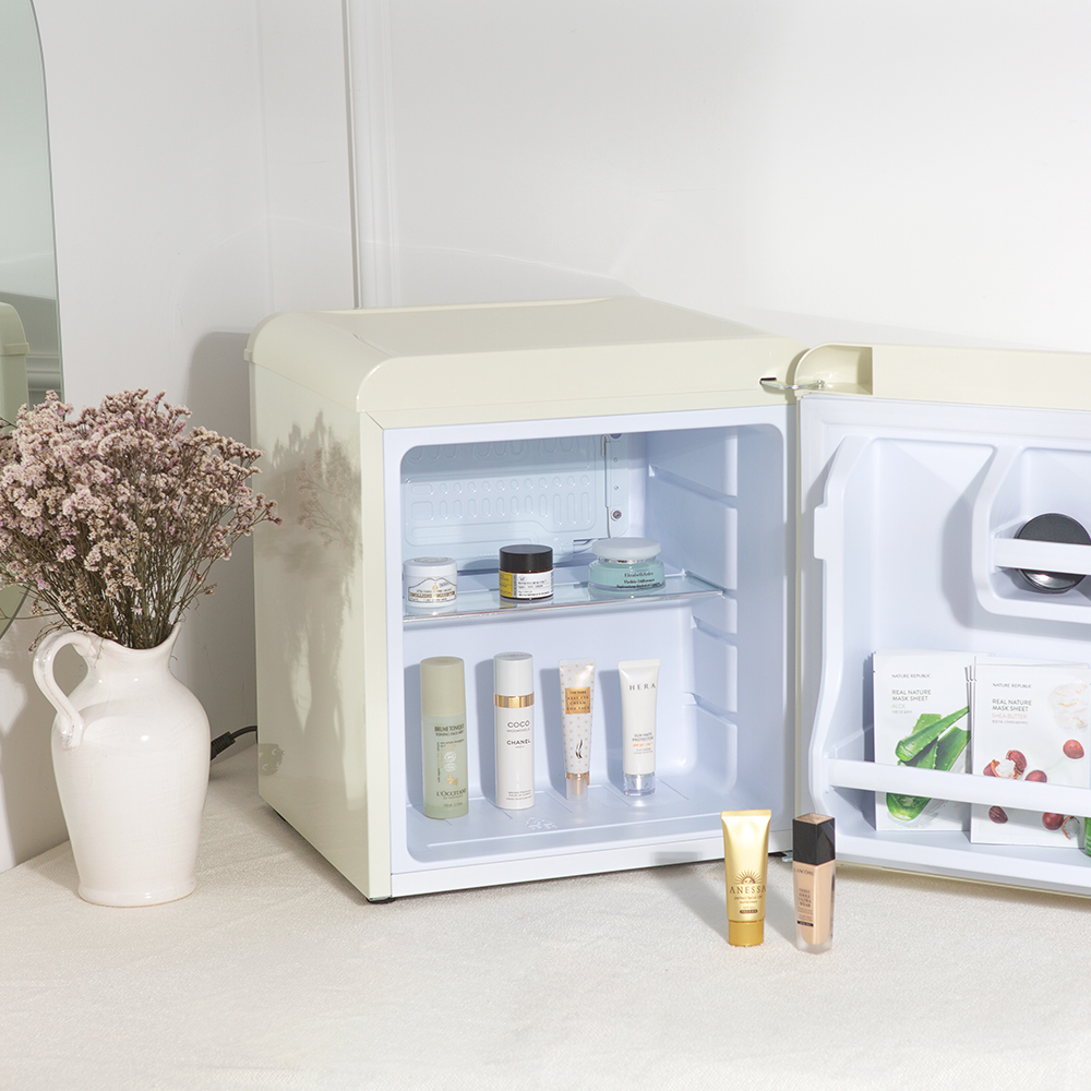 쿠잉 레트로 미니냉장고 REF-S50 소형 원룸 사무실 신혼 슬림 크림 - 상세 이미지 3