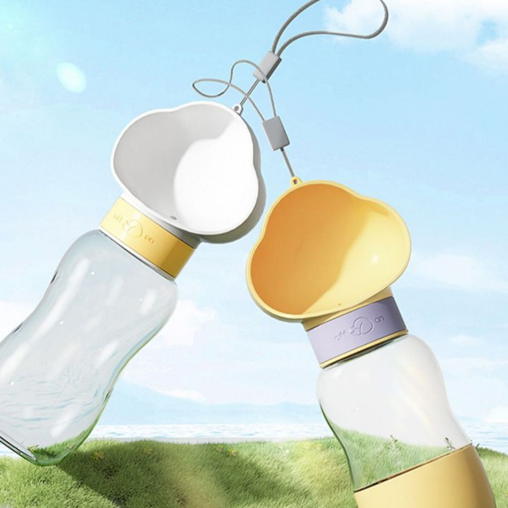 구름 물통 350ml 휴대용 산책 원터치 간식 애견 물병 강아지 편리한 외출 급수기 텀블러 여행용 보틀 - 메인 이미지