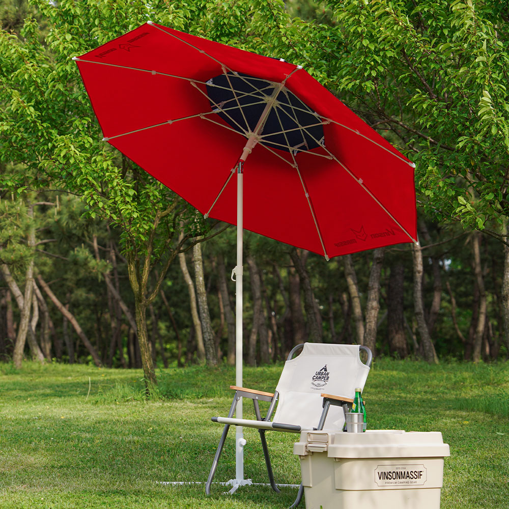 빈슨메시프 투톤 파라솔 2M 꺾임 캠핑 휴대용 야외 테라스 그늘막 낚시 대형파라솔