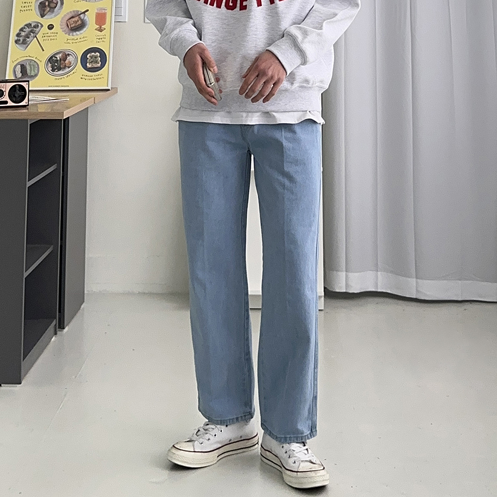 남자와이드청바지 고무줄 데님 빅사이즈 남자밴딩청바지 - 상세 이미지 3
