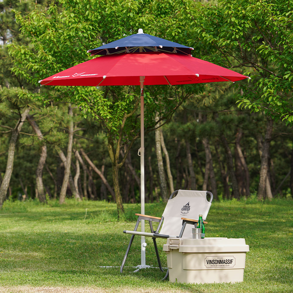 빈슨메시프 투톤 파라솔 2.4M 일반 캠핑 휴대용 야외 테라스 그늘막 낚시 대형파라솔