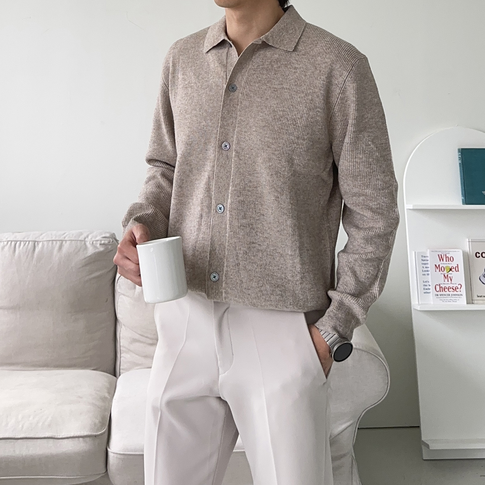 남자가디건 캐시미어 남자 카라 가디건 이미지 3