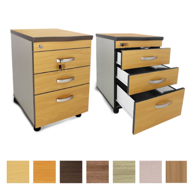 바퀴 서랍장 고급 이동식 서랍장 스틸 목재 튼튼한 열쇠 서랍장