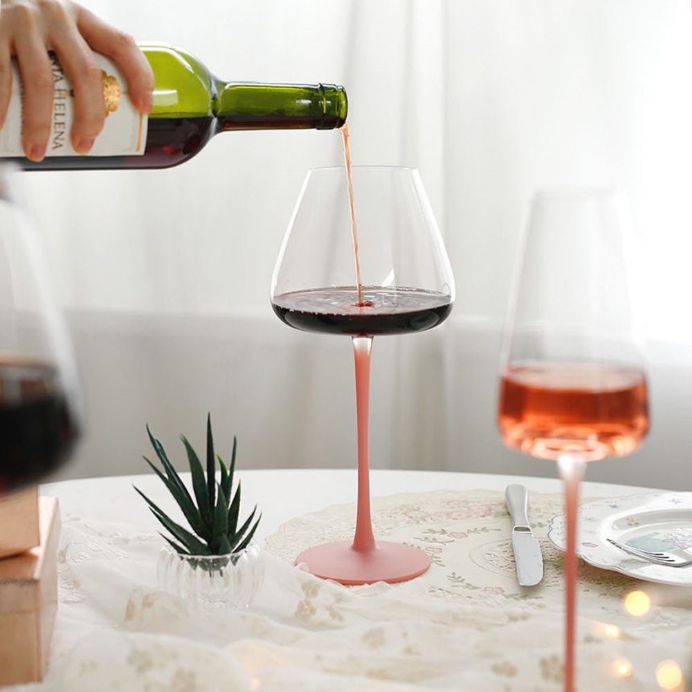 크리스탈 핑크 와인잔 유리 예쁜 감성 로맨틱 레드 와인글라스 - 상품 이미지