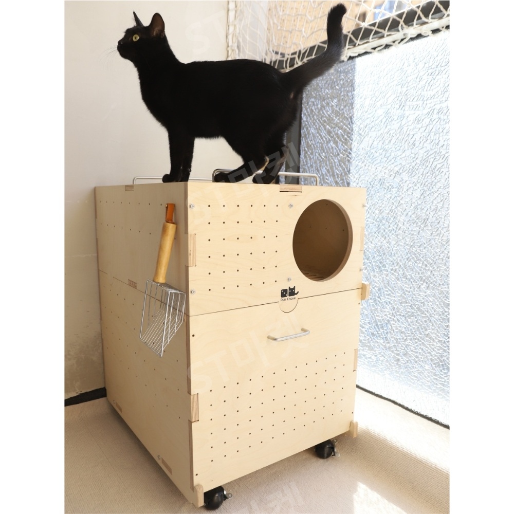 고양이 화장실 대형 상부 입구 냄새 방지 반폐쇄형 변기 물 튀김 사막화 방지 고양이 배변 - 상세 이미지 2