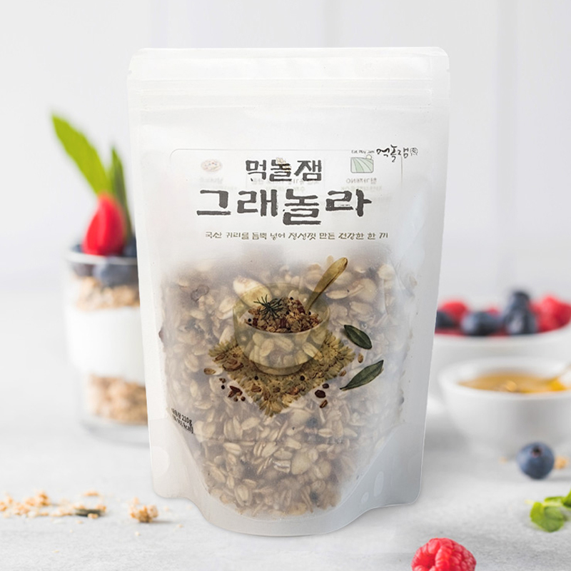 먹놀잼 수제 그래놀라 210g 국내산 귀리 씨리얼 - 메인 이미지