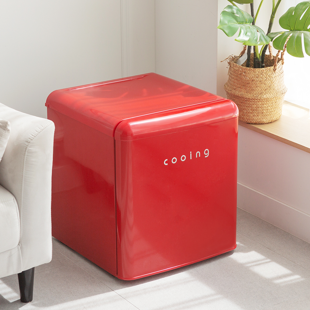 쿠잉 레트로 미니냉장고 REF-S50 소형 원룸 사무실 신혼 슬림 레드