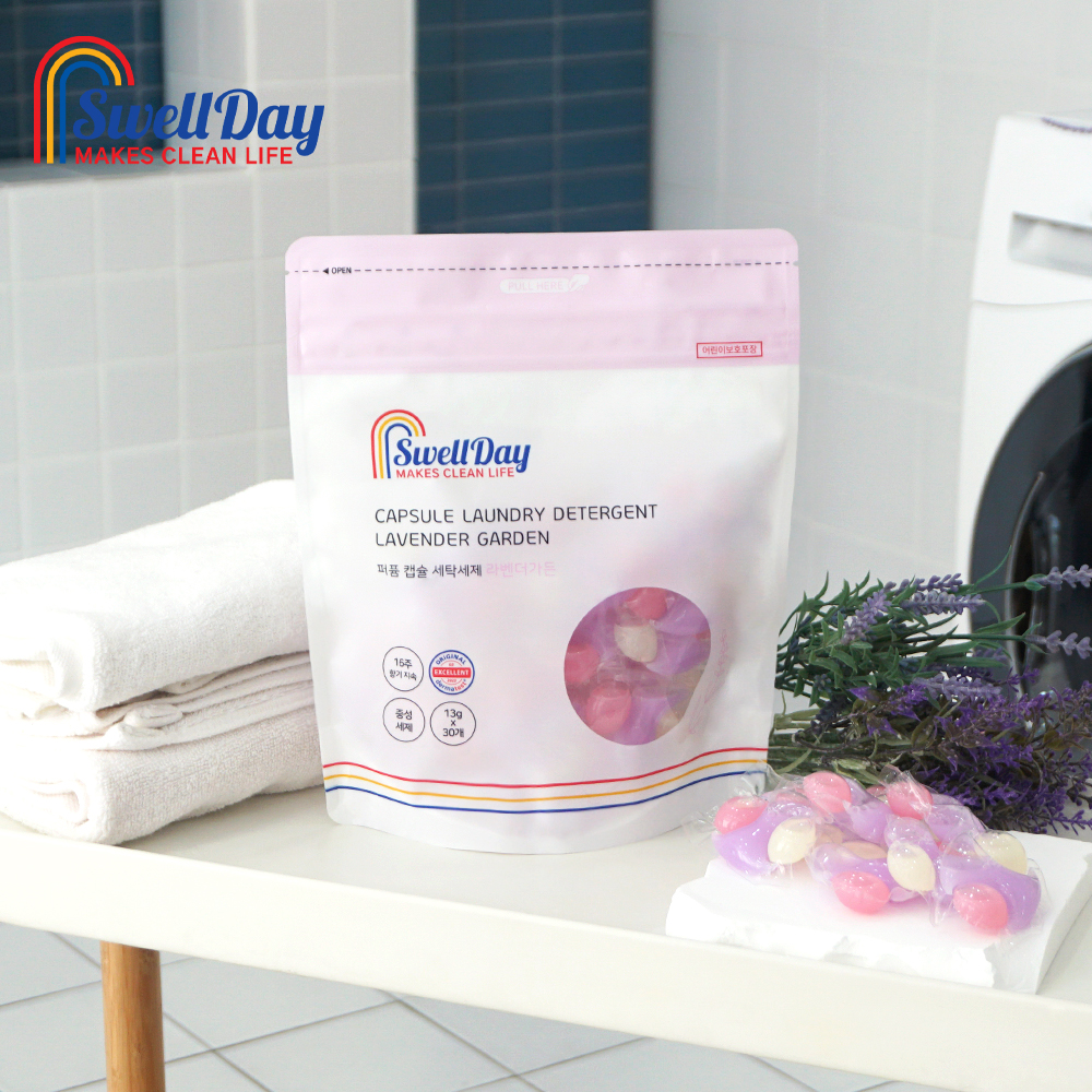 스웰데이 16주 향기지속 퍼퓸 캡슐세제 올인원 대용량 고농축 세탁세제 라벤더향 90개