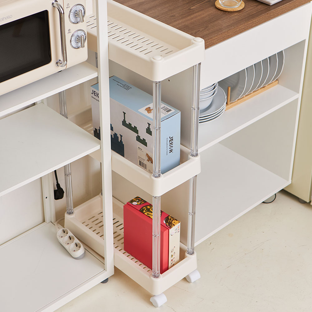 크리스탈 틈새선반 20cm 이동식 슬림 다용도실 선반 세탁실 트롤리
