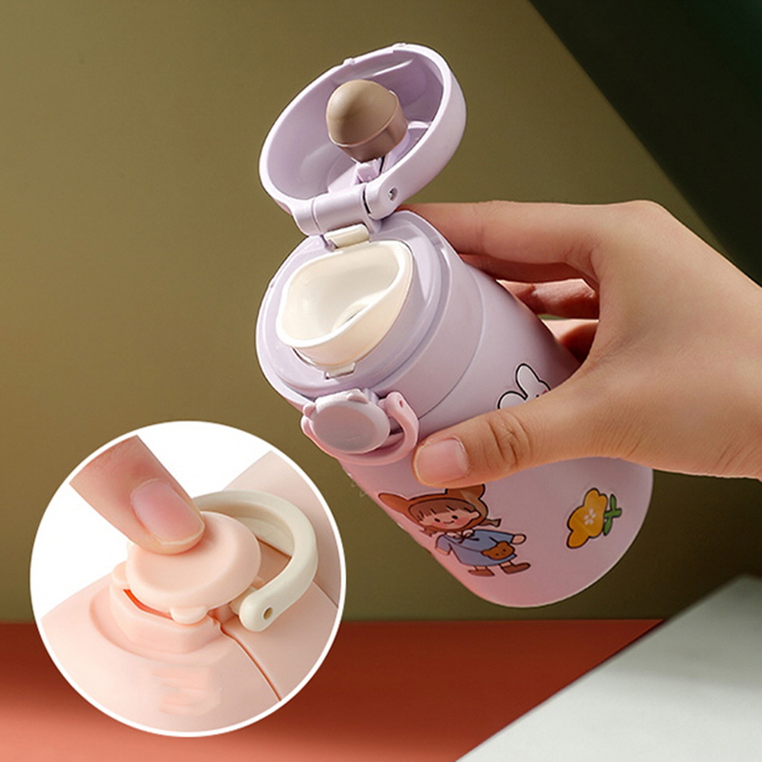 어린이 미니 보온병 원터치 보온보냉 텀블러 어린이집 유치원 초등학생 물병 260ml - 상세 이미지 4