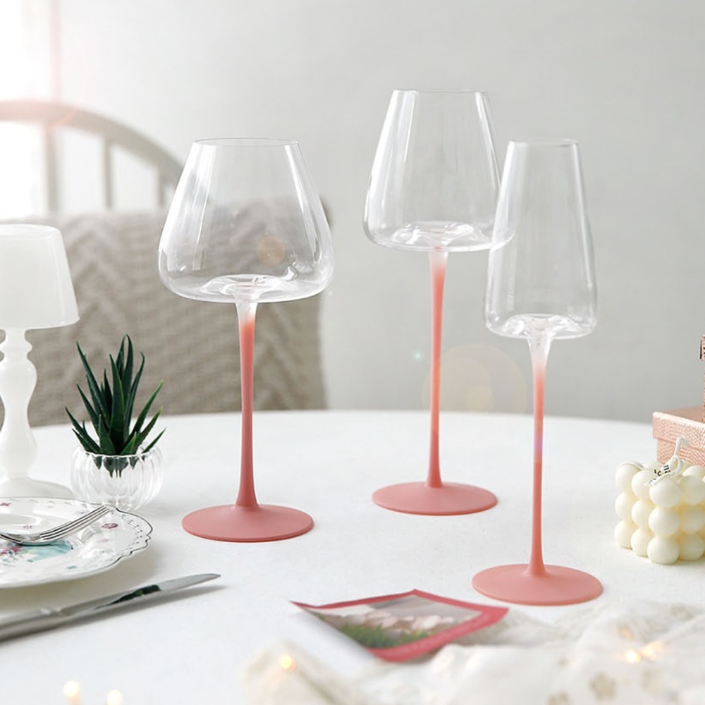 크리스탈 핑크 와인잔 유리 예쁜 감성 로맨틱 레드 와인글라스 - 상세 이미지 5