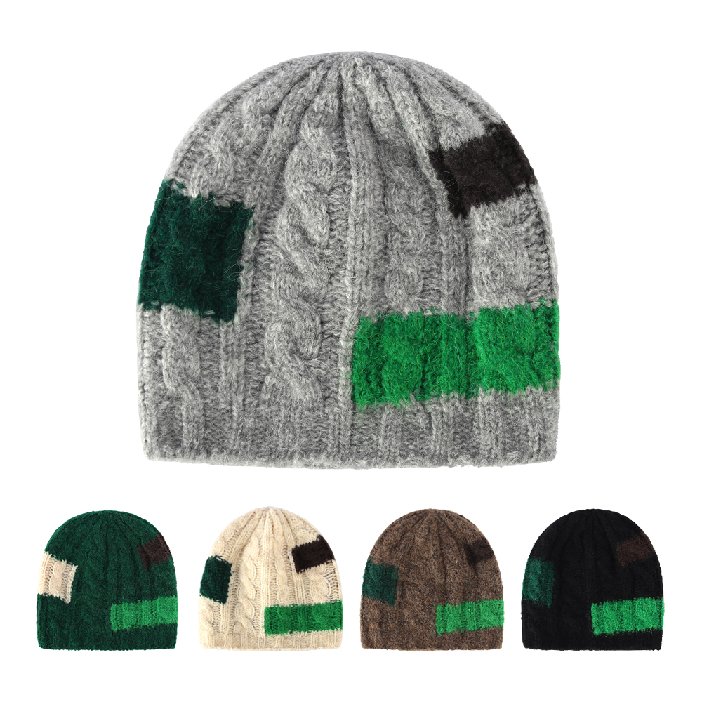 여자 남자 네모 니트 롱 비니 캡없는 챙없는 겨울 패션 모자