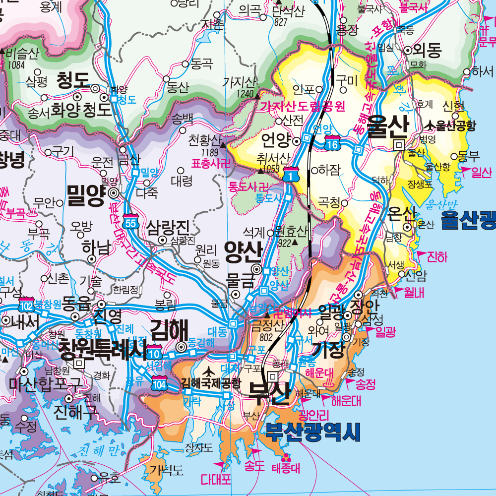 대한민국 하드코팅 지도 대형 68x100cm 학습용 우리나라 고화질 지도 보기 이미지 3