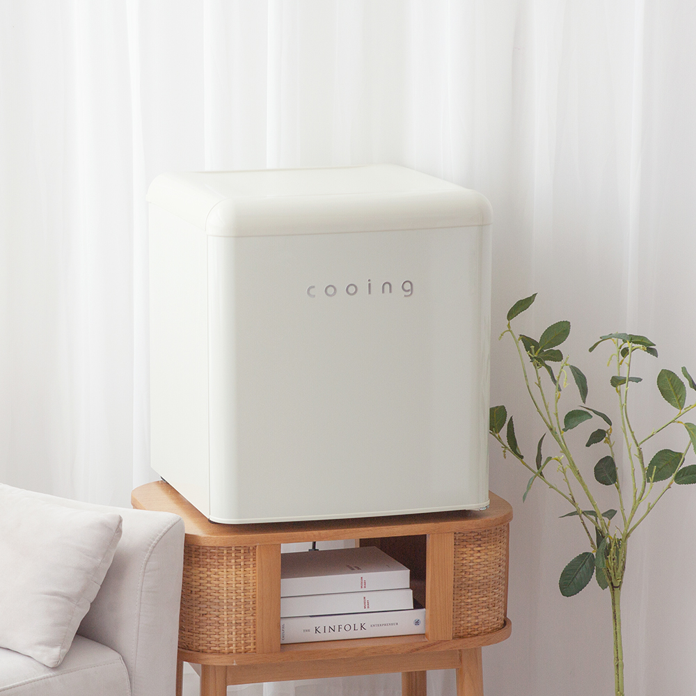 쿠잉 레트로 미니냉장고 REF-S50 소형 원룸 사무실 신혼 슬림 크림 - 상세 이미지 4