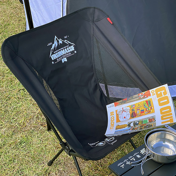 빈슨메시프 듀랄루민 백패킹체어 휴대용 등산 낚시 캠핑의자 경량 메쉬 블랙, 1개