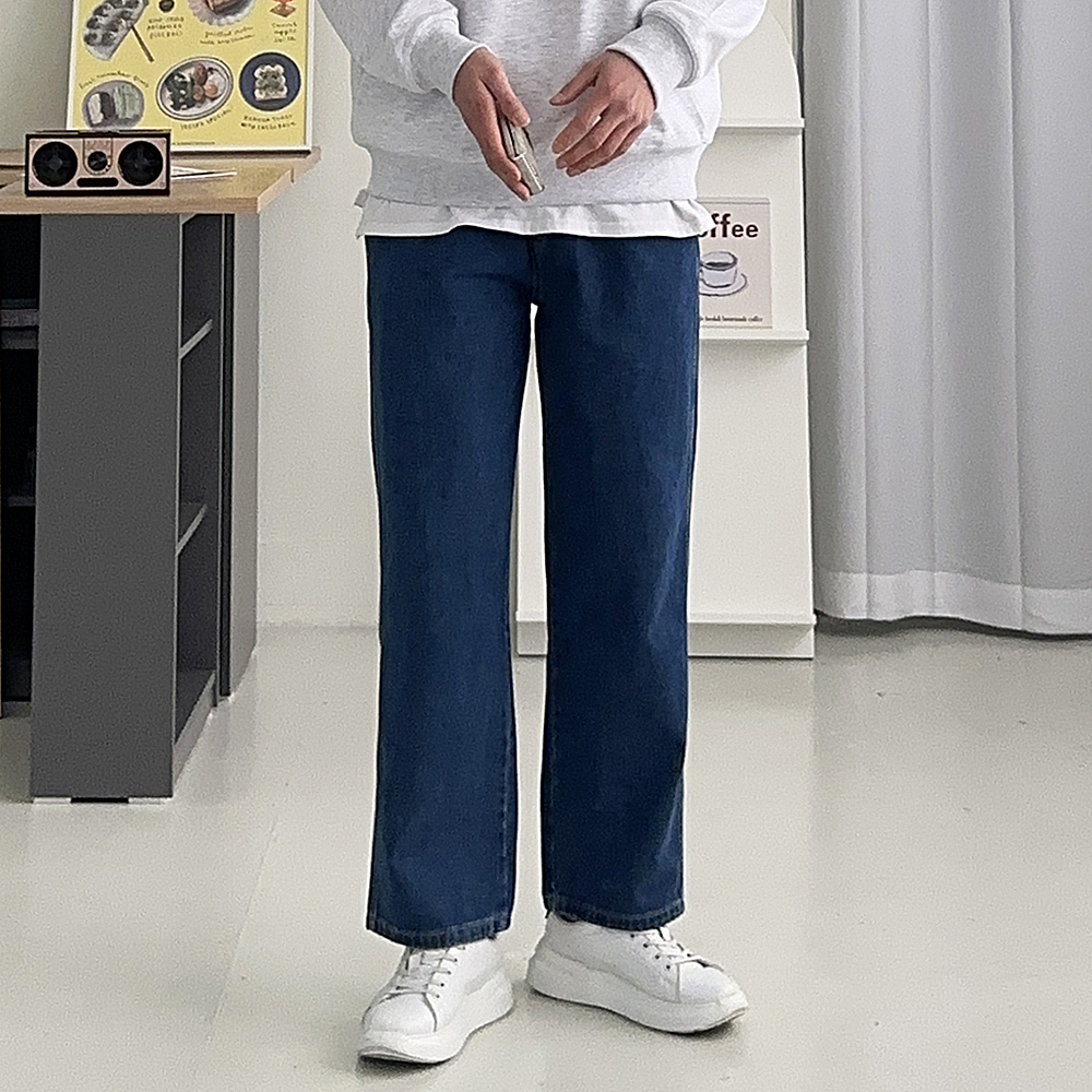남자와이드청바지 고무줄 데님 빅사이즈 남자밴딩청바지 - 상세 이미지 4
