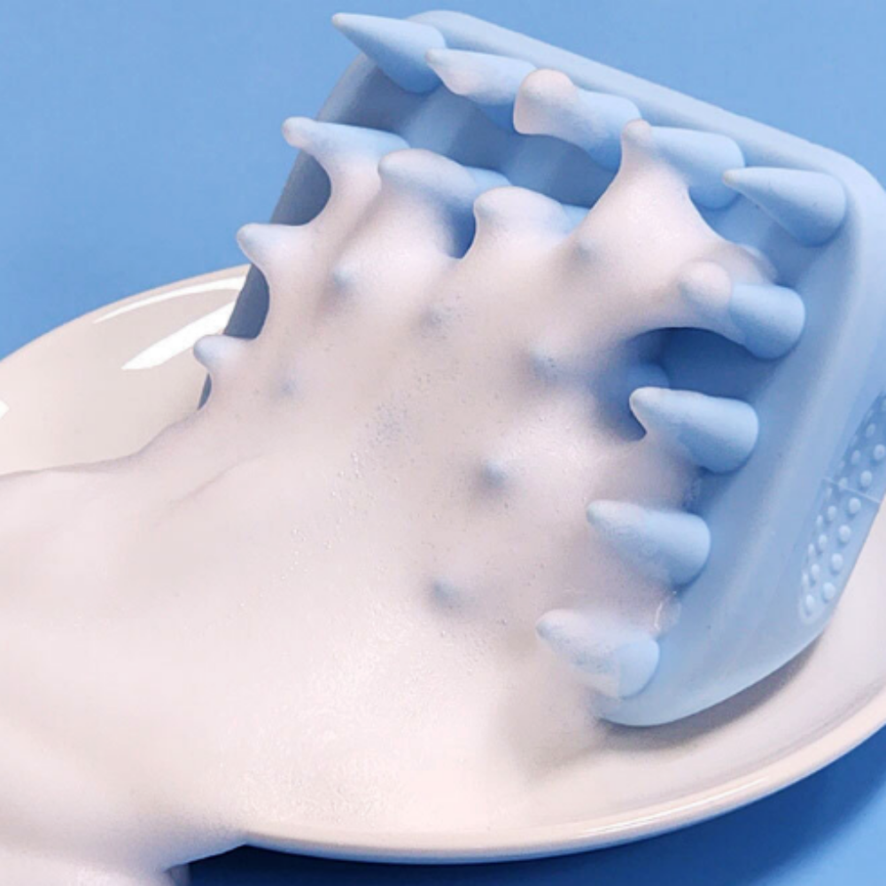 핸들형 두피지압마사지기 샴푸린스안마브러쉬 실리콘머리지압