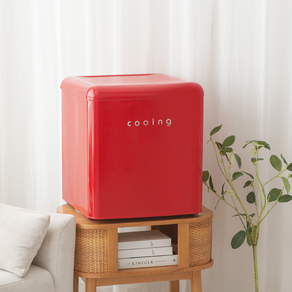 쿠잉 레트로 미니냉장고 REF-S50 소형 원룸 사무실 신혼 슬림 레드