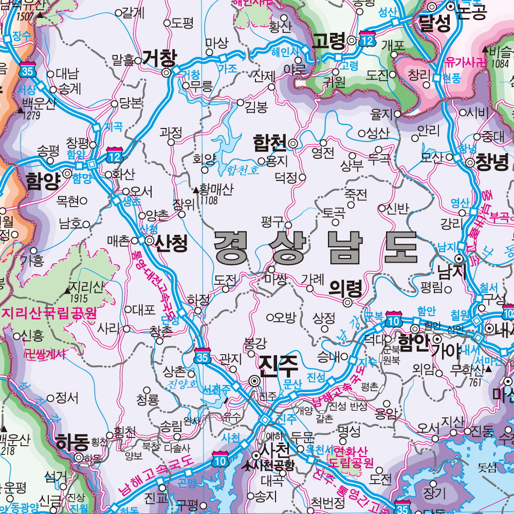 대한민국 하드코팅 지도 대형 68x100cm 학습용 우리나라 고화질 지도 보기 이미지 2