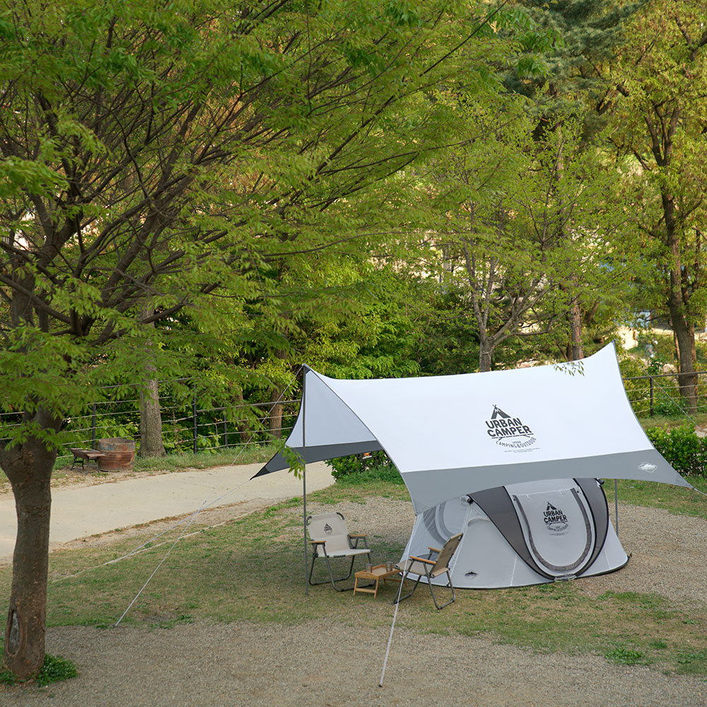 어반캠퍼 헥사 타프 420 풀구성 차박 피크닉 캠핑 그늘막 타프스크린 420x400cm, 화이트
