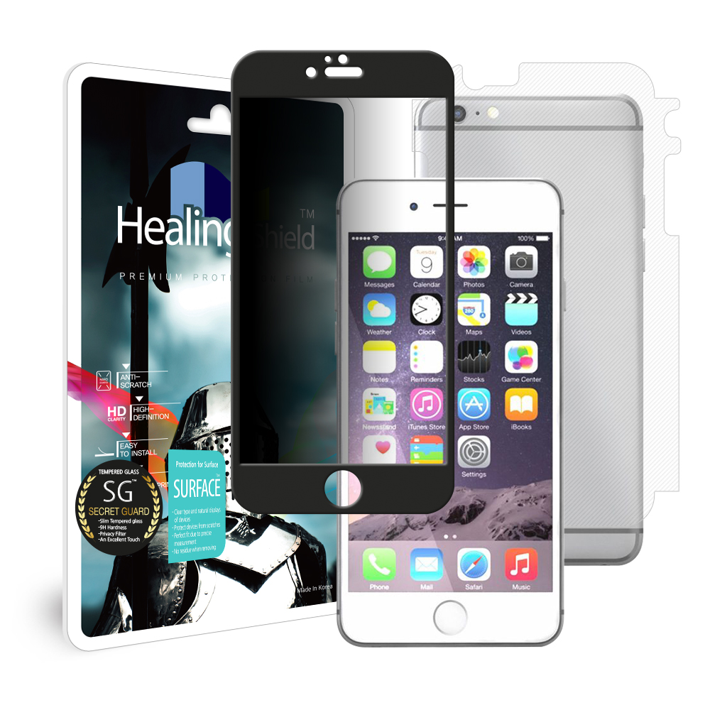 아이폰6 3D 풀커버 9H 사생활 정보보안 액정보호 강화유리필름1매 -블랙