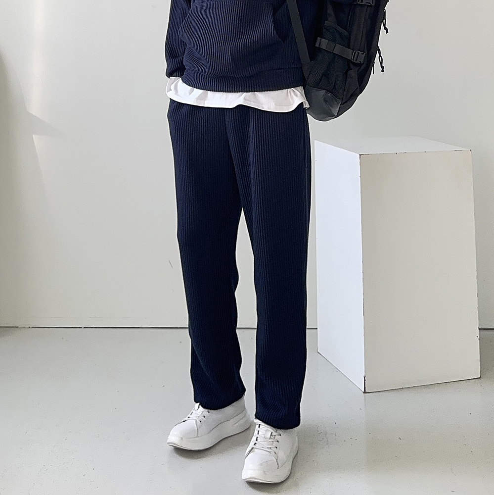 남자와이드팬츠 남자 고무줄 밴딩 니트 팬츠 - 상세 이미지 5