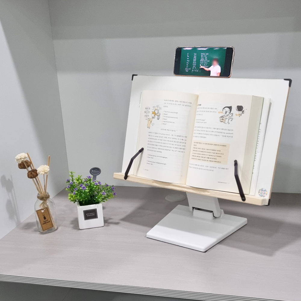 위즈독서대 빈체르 높이 각도조절 책거치대 슬라이드 원목 책받침대 빈체르40, 블랙 이미지 4