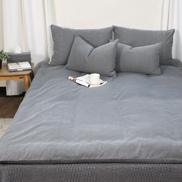 숯 꽃자수 목화솜 요매트 (순면 요커버와 목화 요솜 세트) 퀸 사이즈