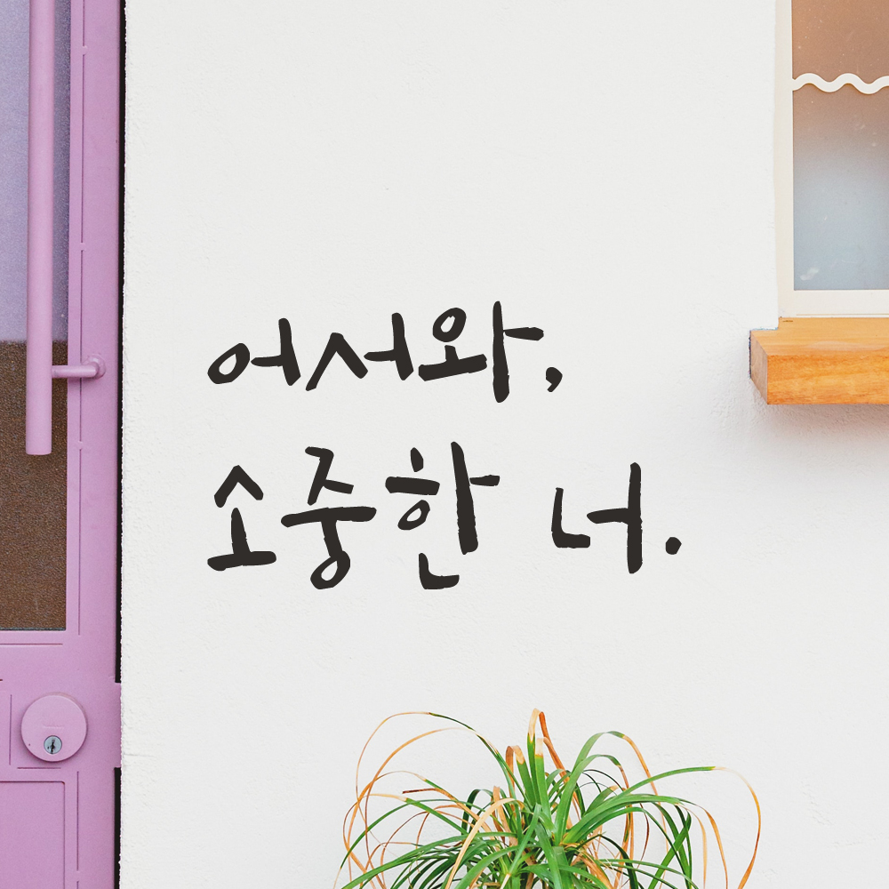 캘리그라피 인테리어 레터링 스티커 어서와 소중한 너 현관문 매장 가게 카페 LC-021S검정 - 상세 이미지 3