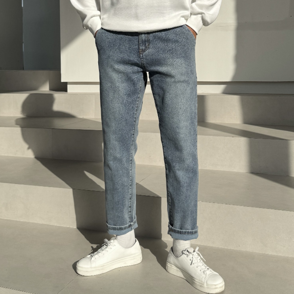남자 요티 사계절 히든밴딩 테이퍼드핏 스판 데님팬츠 제품 이미지