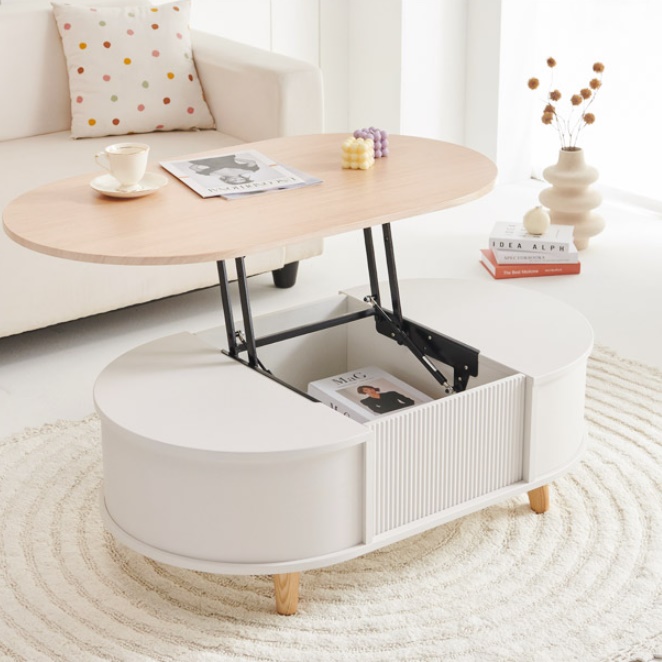타원형 높은 쇼파 테이블 높낮이 조절 식탁 기능성 거실 테이블